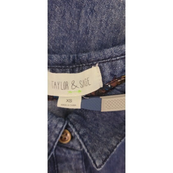 TAYLOR & SAGE Women's Long Sleeve Button Down Denim Shirt‎ Dres  Size XS - Picture 8 of 10